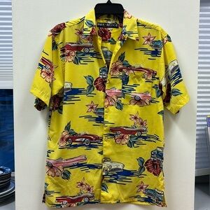 Box Office Island Men's Hawaiian Shirt Old Classy Cars Bougainvillea size 20-XL